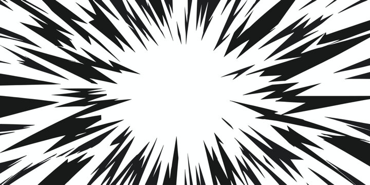 Dynamic black and white manga speed line burst with speed lines comic book action lines radial burst dynamic background graphic design zoom effect impact manga style central focus