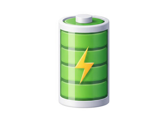 Obraz premium Green battery icon with lightning bolt