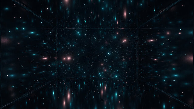 結晶化チタンタングステンの深宇宙空間に光が分散する光学CG背景