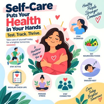 Self care habits for healthy lifestyle infographic with wellness tips for emotional and physical wellbeing mental health balanced life personal care