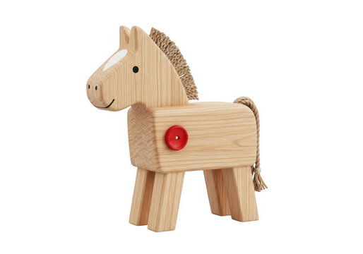 Cute wooden horse toy with red heart