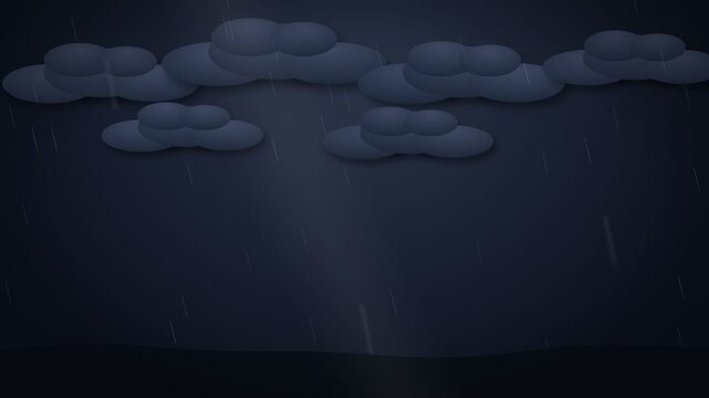 Powerful Lightning Bolts Striking at Night with Rain Streaks and Dark Rolling Storm Clouds Seamless Loop 4K