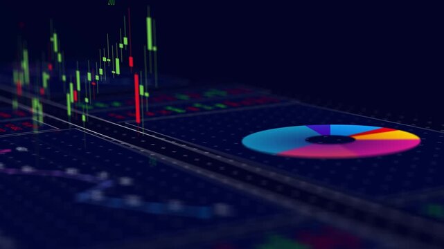 Financial Stock Market Candlestick Chart and Data Animation