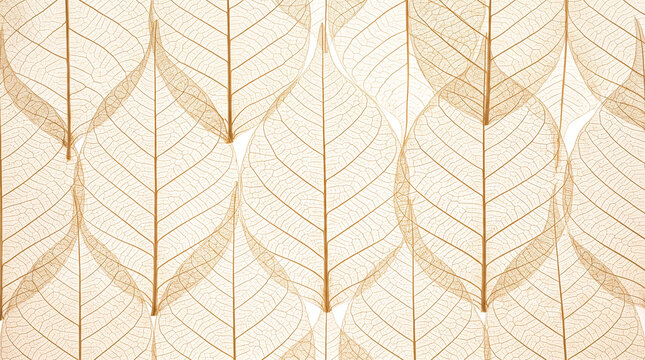 Golden skeleton leaves seamless pattern texture background