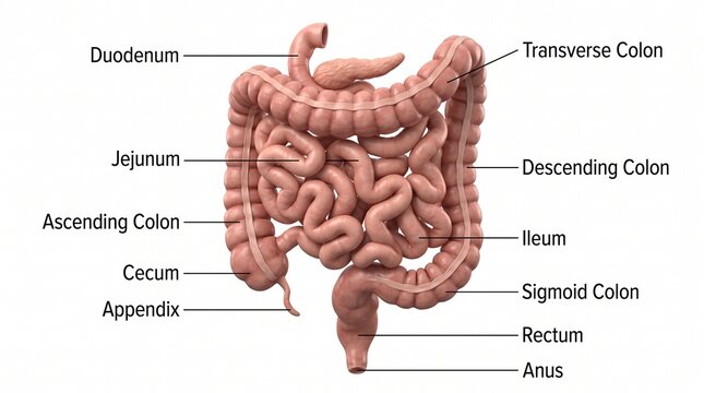 Anatomy of the Human Gastrointestinal Tract Highlighting the Large and Small Intestines