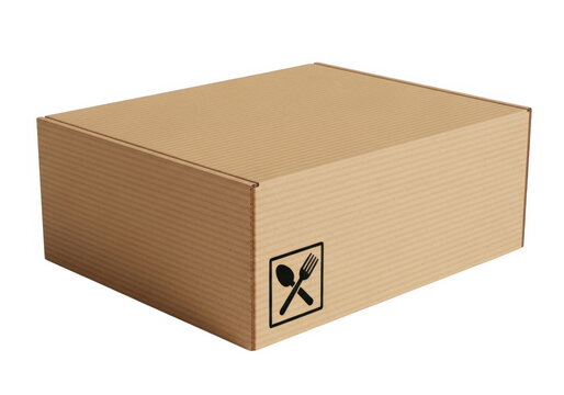 Brown cardboard box with cross symbol