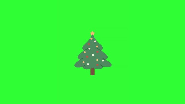 Green screen animation of a cute Christmas tree moving up and down.