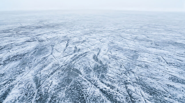 Natural Scratched Ice Rink Texture Top View Winter Background