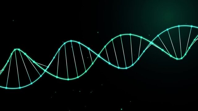 Glowing DNA Double Helix Molecule on Dark Background