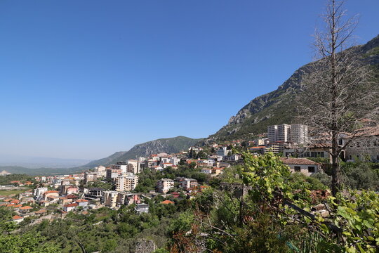 View of the city of Kruja, a small town and municipality in northern central Albania