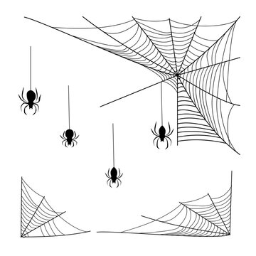 Halloween Spider Web Collection with Spooky Cobweb Elements Vector