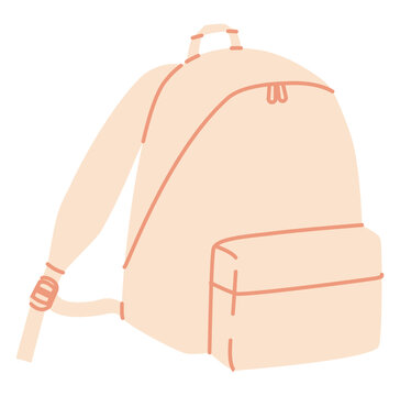 Explorer backpack silhouette bag. Fashion accessory technical illustration. Vector schoolbag front 3-4 view for Men, women, unisex style, flat handbag CAD mockup sketch outline isolated