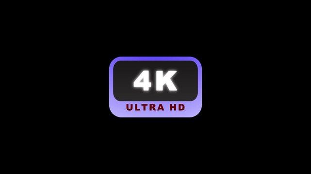 4K Ultra HD Video Quality Badge with Gradient Rounded Rectangle
