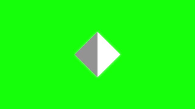 Animated Linear Keyframe Icon on Green Screen Background, Chroma Key Video Editing Symbol with Loop Motion, 3D Metallic Diamond Shape Motion Element