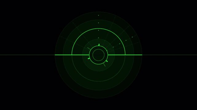 Futuristic green radar scanning interface modern HUD style. alpha channel background seamless looping