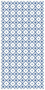 A dense repeating lattice of delicate blue snowflakes and tiny stars creates a crisp wintry surface suitable for wrapping paper, textiles, wallpaper, and holiday branding.
