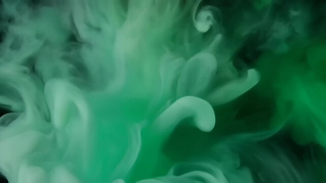 Abstract Mint Green Ink Swirls in Water 4K Generative AI