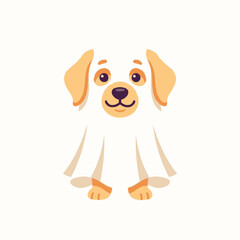 Obraz premium Cute dog wearing a white ghost sheet costume.