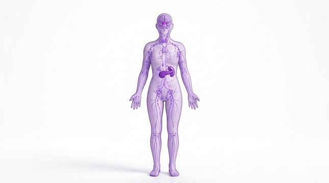 Endocrine system glands full body 3D illustration