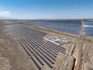 Large scale solar photovoltaic energy storage power station in desert area © zhu difeng