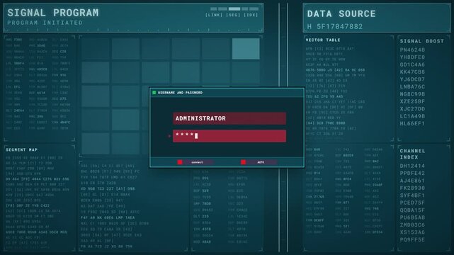 Hacker login screen with password entry and access granted HUD