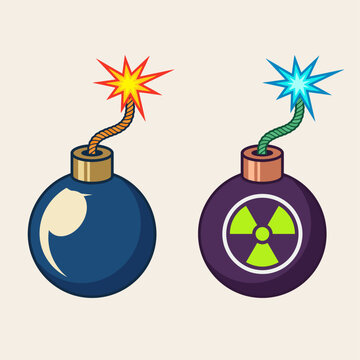 This image features two playful cartoon bombs with different designs, including colorful explosions; ideal for representing humor and fun in various contexts.