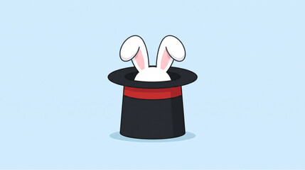 Obraz premium White rabbit ears inside a black magician top hat vector graphic