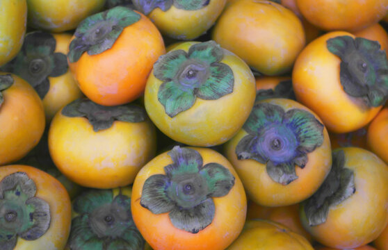 Persimmon fruits background	