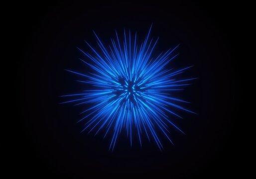 A dynamic abstract image showcasing a vibrant blue light radiating outwards in an explosive star shape pattern on a deeply contrasting dark background ,digital ,graphic ,electric