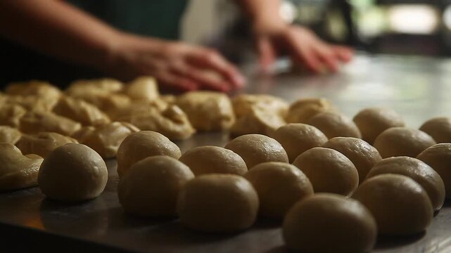 Video of hand preparing dough to be baked as Pan De Sal
