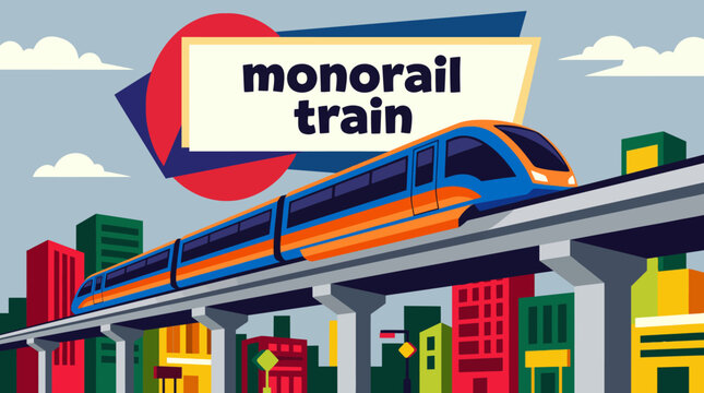 monorail train modern railway transportation vehicle famous elevated locomotive travel tourism technology engineering passenger journey futuristic