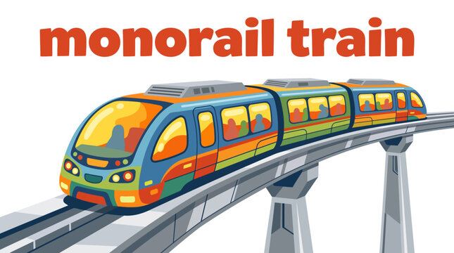 monorail train modern railway transportation vehicle famous elevated locomotive travel tourism technology engineering passenger journey futuristic