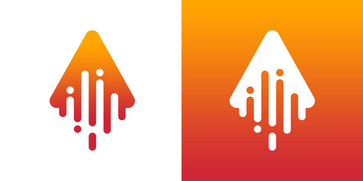 Abstract triangle logo icon with vertical sound waves and gradient shape graphic design data visualization digital signal tech element geometric shape orange gradient red gradient