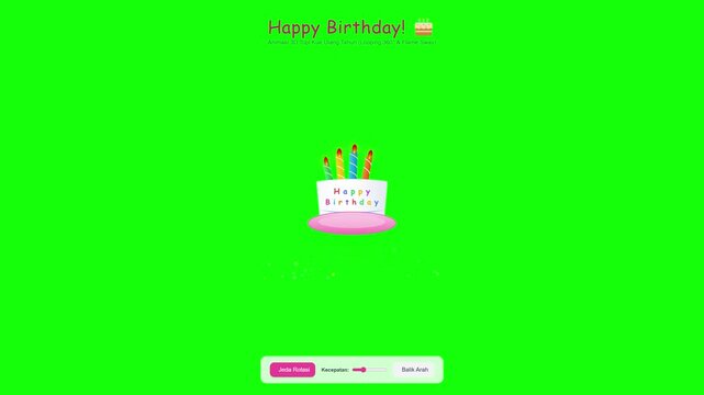 Animated Birthday Cake on Green Screen with Social Media Live Bar