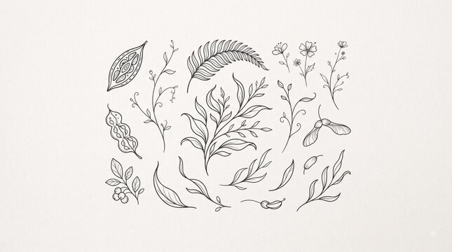 Minimal Floating Botanical Elements