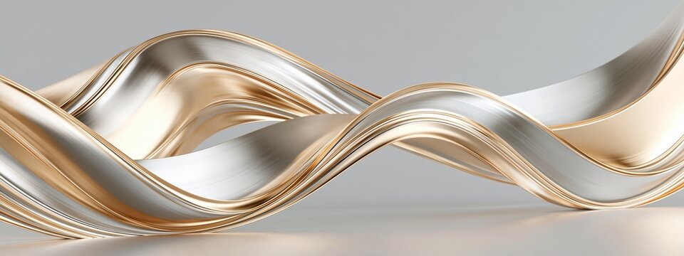 Abstract wave metal gold silver modern luxury background shiny banner art