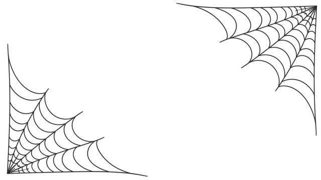 Halloween spider web corner frames border template for spooky party invitation background with copy space
