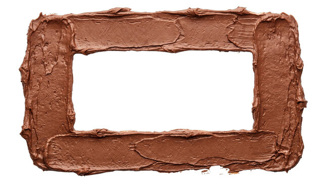 Brown Chocolate Paint Frame Rectangular Border Texture, PNG, Isolated on a Transparent Background