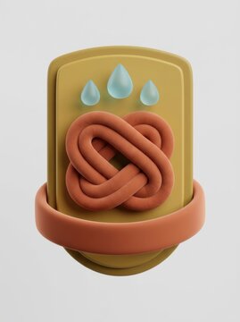 3D orange knot with blue water droplets symbolizing stress and mental difficulty
