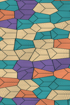 Abstract geometric pattern with wood grain texture