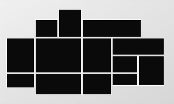 Bento grid wireframe layout vector template on light gradient background for web UI