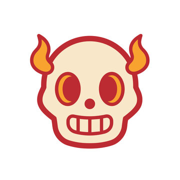 Cartoon devil skull with horns