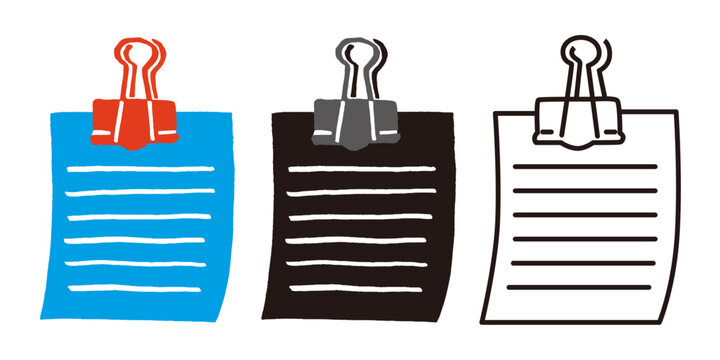 Clipped Notes and Paper Elements Set, Office Stationery and Document Vector Illustration