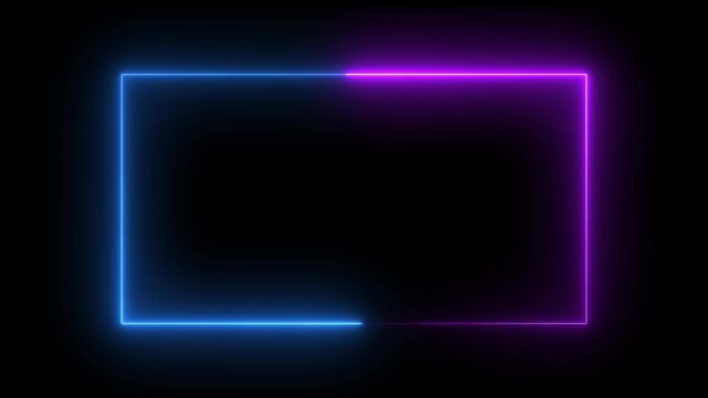 Animation of glowing neon rectangles abstract background. abstract glowing blue neon rectangle border frame. tow ton rectangle picture frame concept.