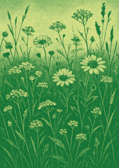 Obraz premium Vintage floral meadow illustration