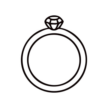 Elegant Diamond Engagement Ring Outline Icon Vector for Wedding and Romance