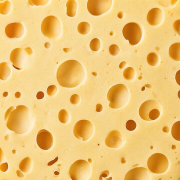 Swiss cheese texture showing many holes close up