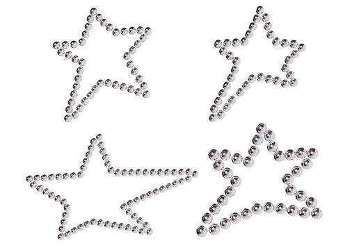 Y2K Whimsy Chrome Star Icon Decorated With Glitter Bedazzled 3D Render Isolated Element