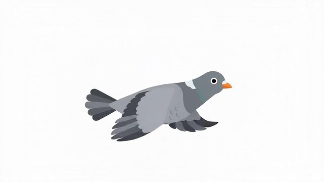 Cute cartoon flying pigeon bird flat illustration vector animation sprite design isolated on white background