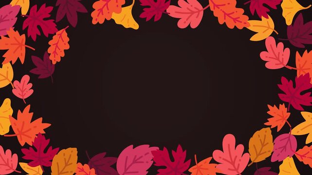 Vibrant autumn leaves frame a dark backdrop, perfect for festive fall seasonal designs
